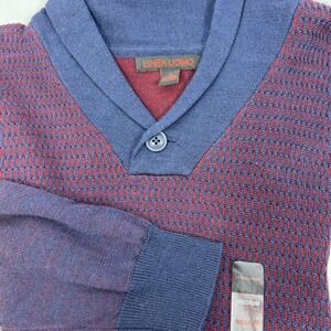 NWOT LINEA UOMO Blue & Red Preppy Wool Blend Sweater Size Medium‎